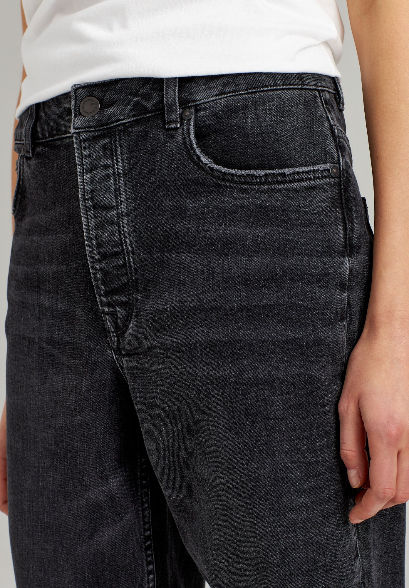 Straight Cropped Jeans schwarz